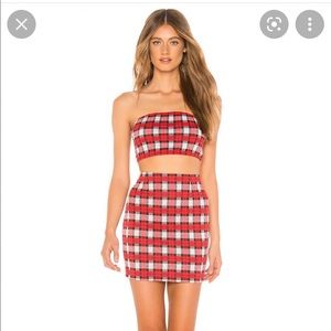 Revolve By The Way red plaid two piece set